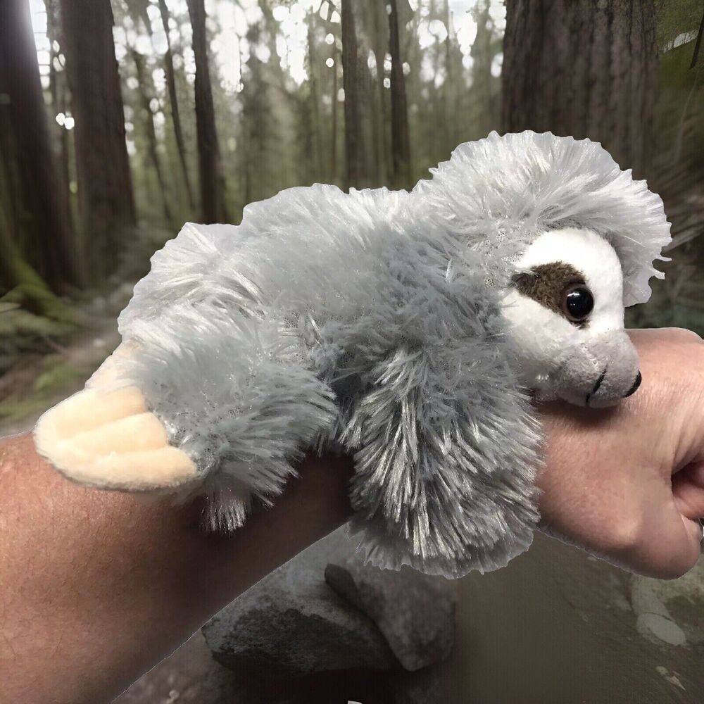 Collective Goods Slap Bracelet Sloth Plush Gray Wrist Hugger Stuffed Animal
